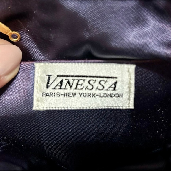 Vintage Vanessa Navy Woven Satin Evening Bag with Gold Clasp - Picture 7 of 7